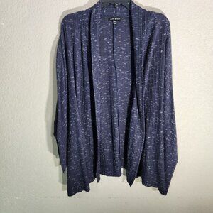 Lane Bryant Womens Open Front Cardigan Blue White Speckled Ribbed 18 to 20